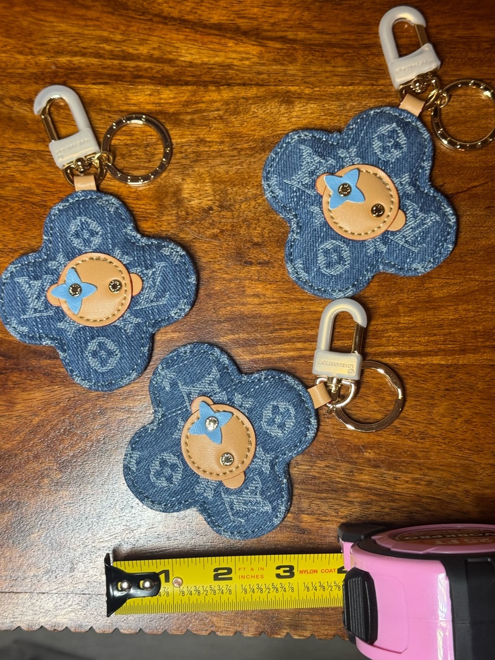 Blue Denim Flower Key Charm